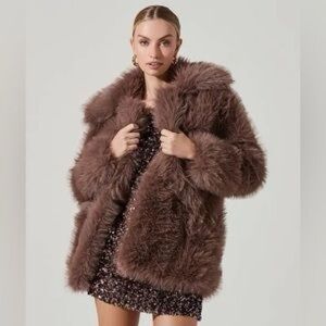 ASTR the Label - Brown Teddy Jacket Plush Faux Fur